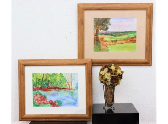 Two Signed And Framed Original Water Color Landscapes On AquarelleArches