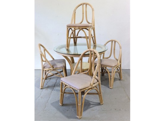 Palm Beach Is Calling: Glass Top Bamboo Table With Four Loop Back Bamboo Chairs MCM