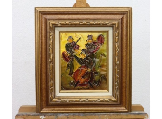 Impressionistic Jazz Trio Acrylic Impasto Painting On Board - Signed And Framed
