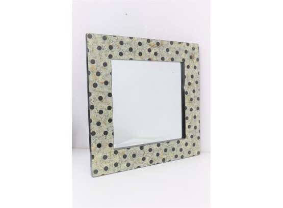 Polka Dot And Pique Assiette Style Black & White Broad Mirror Frame (with Mirror)