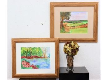 Two Signed And Framed Original Water Color Landscapes On AquarelleArches