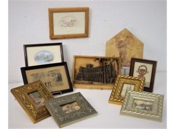 Group Lot Of Decorative Frames With Assorted Images And Two Bas-Relief Ceramic Tile/Plaques