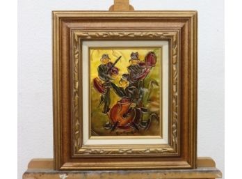 Impressionistic Jazz Trio Acrylic Impasto Painting On Board - Signed And Framed