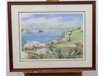 'Hamilton Harbour From Mizzentop, Bermuda' Carole Holding Pencil Signed Print Of Original Watercolor