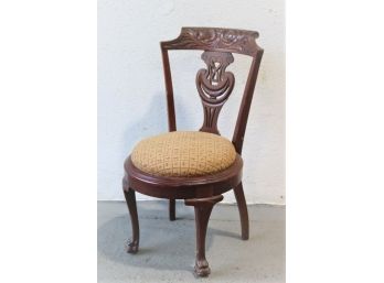 Flamboyantly Carved Victorian Style Vanity Chair