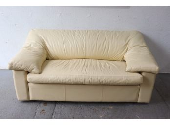 Cream Ivory Deep Pillow Arm Sofa By GE Italian Leather