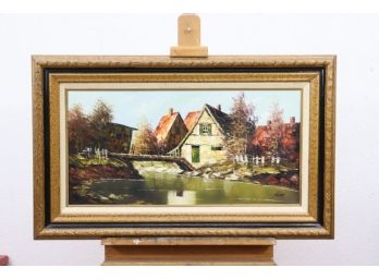 Nilsen Signed Original Oil On Canvas - Dutch River Village
