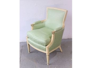 Pistacchio And Dusty Rose Upholstered French Provincial Bergere Chair