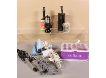 Mixed Group Lot Of Hair Dryer, Curling Irons AND Garment Care Items