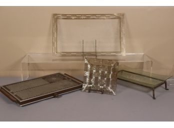 Group Of Three Decorative Glass Trays AND A Salton Hot-Tray