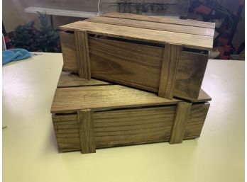 Pair Of Christmas Ornament Wooden Boxes