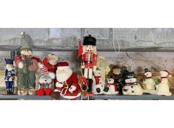 #1 Shelf Lot Of Christmas Decorative Figurines (Santas, Snowmen, Etc)