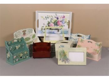 Flowery Cottagecore Tiered Letter And Paper Holders, A Tray, And A St. Paul Photo Frame