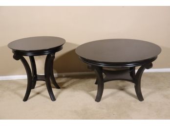 Two Black Round Low Tables -height And Diameter Variations-  By Bombay Company