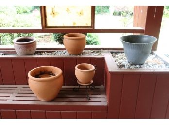 Grouping Of Five Ceramic Flower Pots/Planters