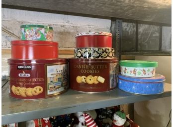 Group Lot Of Round Metal Cookie Tins