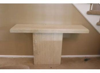 Mid- Century Rectangle Travertine Console Table