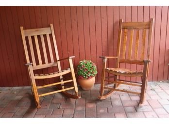 Two Hardwood Craftsman Style Porch Rockers