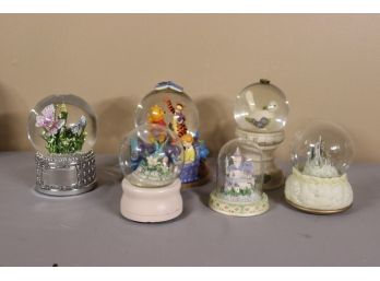 Five Snow Globes - Castles, Flowers, And Pooh