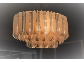 Vintage Style Three Tier Geometric Chandelier - Lucite & Opaque Multipendants  ***larger Of The Two Offer***