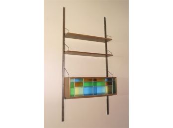 Iconic MCM  Wall Storage System - Stained Glass Door Panels On Hanging Cabinet - *three Pieces*