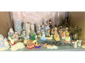 #3 Shelf Lot Of Christmas Decorative Figurines (Carollers, Elves, Etc.)