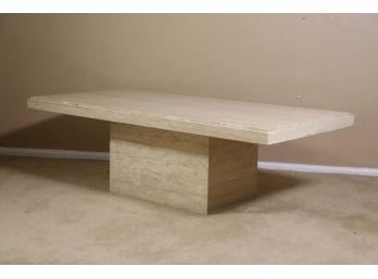 Geometric Slab On Cube Thick Bevel Edge Stone (Travertine, Best Guess) Coffee Table
