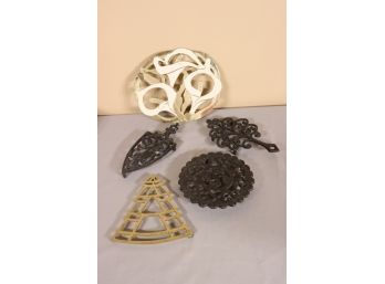 Five Decorative Metal Counter And Table Trivets