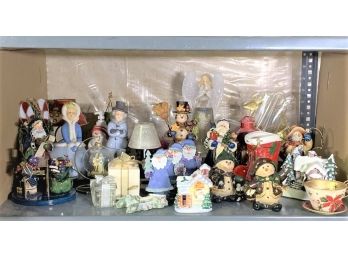 #2 Shelf Lot Of Christmas Decorative Figurines (ceramic, Glass, Etc)