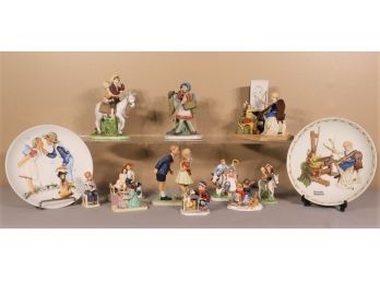 Group Lot Of Norman Rockwell Collector Plates And Figurines