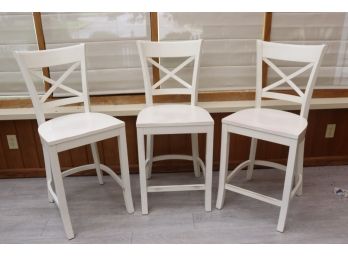 Three White X-Back Counter Chairs