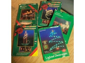 Group Lot Of A Variety Of Lighted Ornamental Christmas Silhouettes