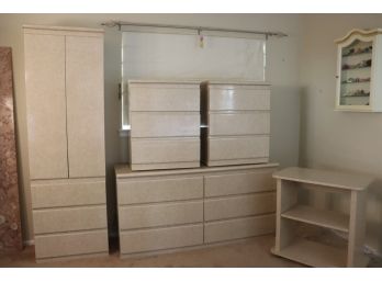 Bedroom Suite Of Furniture: Armoire, Double Chest Of Drawers, Two Small Nightstand Chests