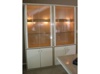 Maurice Villency Stunning Double Glass Front Display Cabinet Shelf Units (3 Parts - EZ To Pick Up)