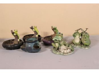 Frog And Toad Planter Figurines  And A Succulent Planter