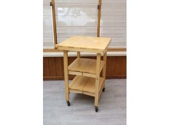 Oasis Island Butcher Block Prep Table -on Wheels And Folds Up