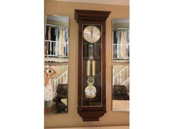 Stately New England Clock Co. Pendulum Wall Clok - In Working Condition