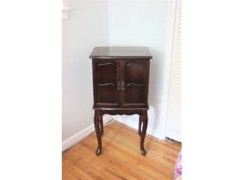 Standing Jewelry Armoire Cabinet - Cloth Lined And Flip Top Mirror