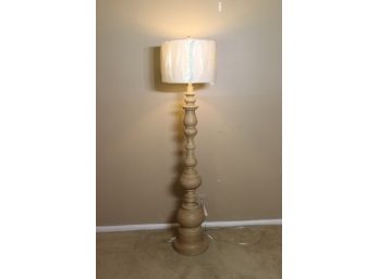 Turned Wood Spool Floor Lamp - Cosmetic Damage, But Working Condition