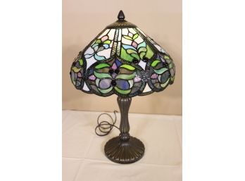 Tiffany Style Stained Glass Black Bead And Border Lampshade