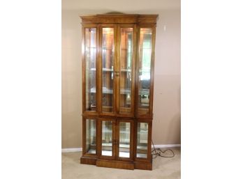 Elegant Lighted And Mirrored Tall Curio Cabinet