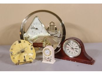 Group Lot Of Decorative Shelf/Desk Clocks