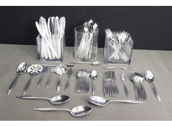 Lot Of Contemporary Nordic Style Flatware - Forks, Spoons, Knives, And Serving Pieces