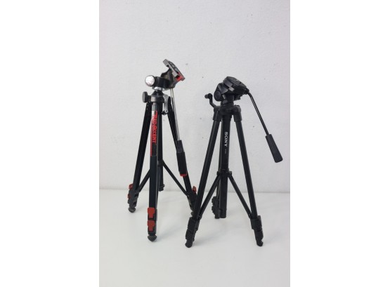 Two Camera Tripods: Sony VCT-R640 And Red Accent