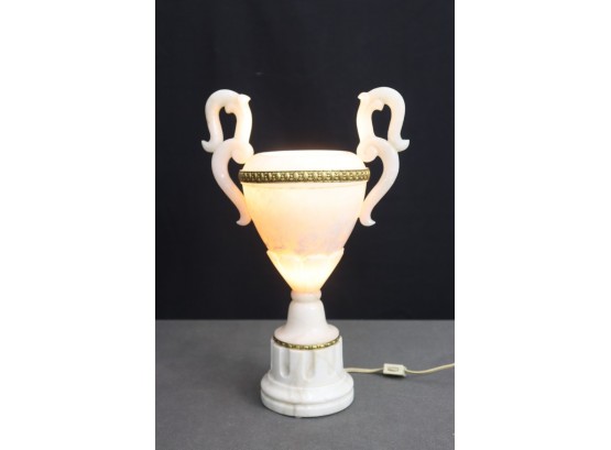 Alabaster  Twin Handled Trophy Form Lamp With Ormolu Moumts