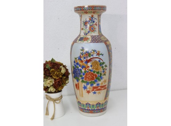 Brilliant Tall Asian Vase, Decorative Quality