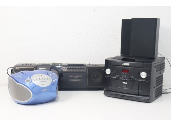 Black And Blue And Boom Boxes: Sony, RCA, And Emerson Portable CD/Stereo Systems