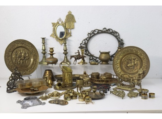 Super Group Of All Manner Of Brass, , And Cast Iron Tabletop Items
