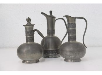 Yes Sven, Pewter Can Be Sexy: Trio Of Vintage Haugrud Norway Pewter Pitchers