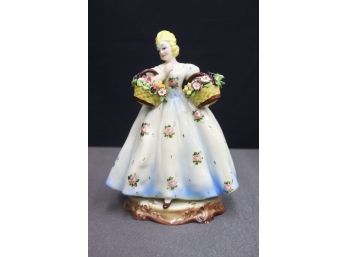 Exquisite La Dama Doppio Fiore Porcelain Figurine, Teodoro Sebelin, Signed, Italy
